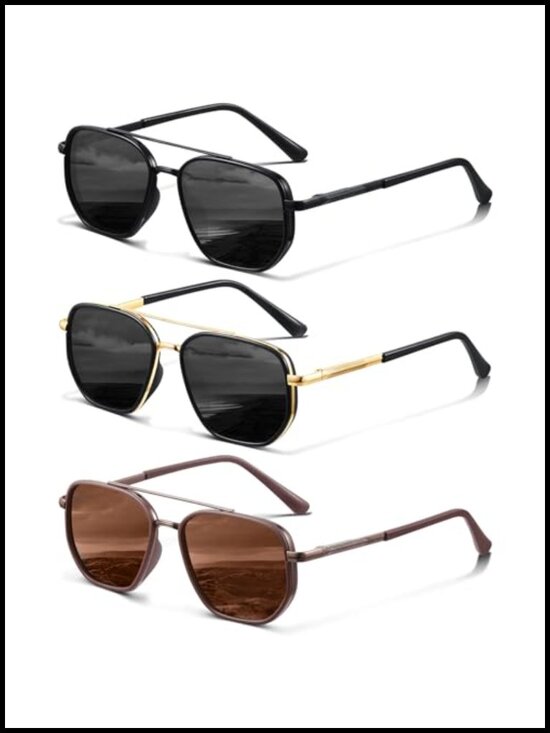 Polarized Aviator Sunglasses Women Men UV Protection Metal Frame Square Shape